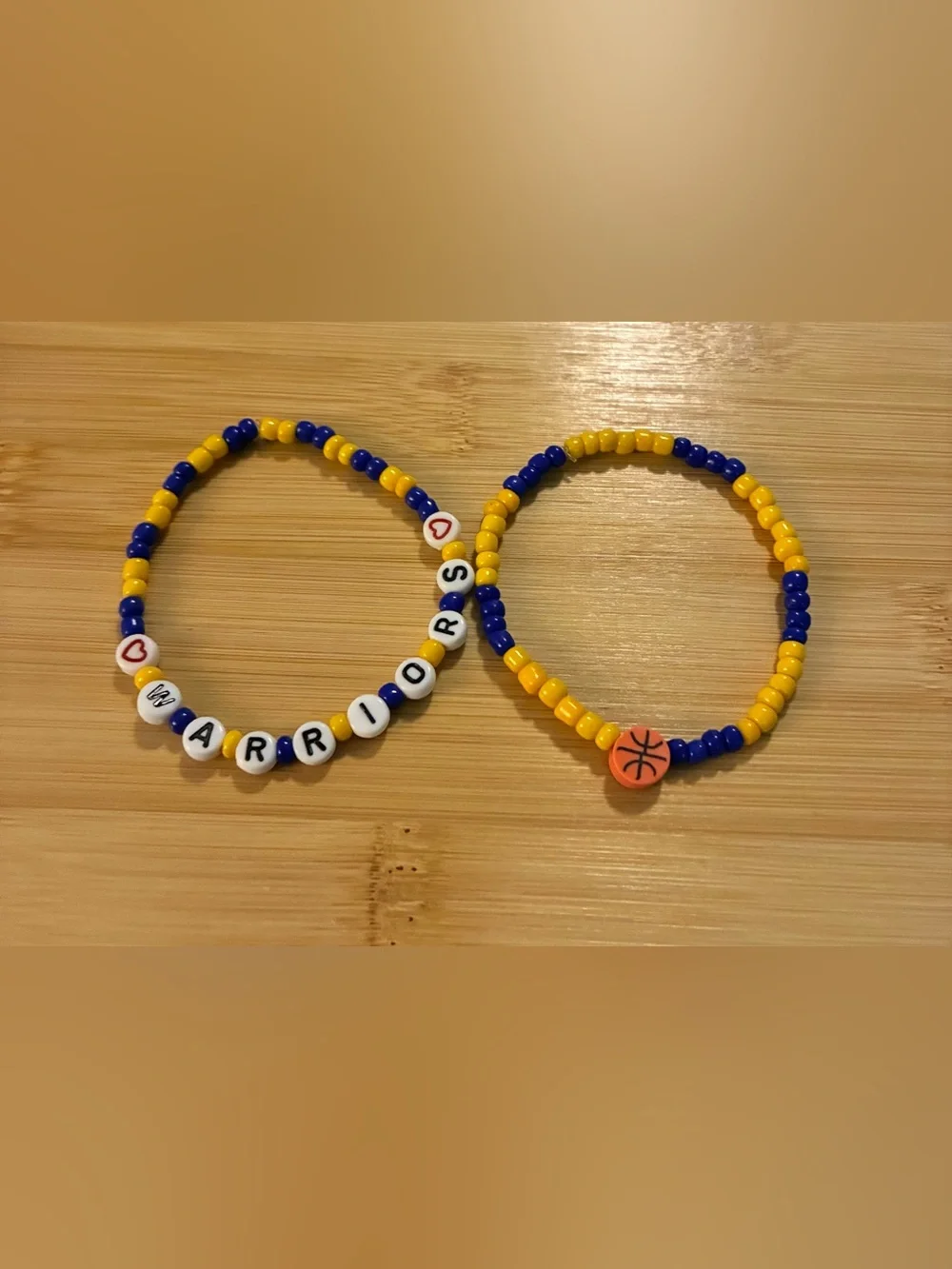 Handmade 'Warriors' Beaded Bracelet Set - Blue & Yellow